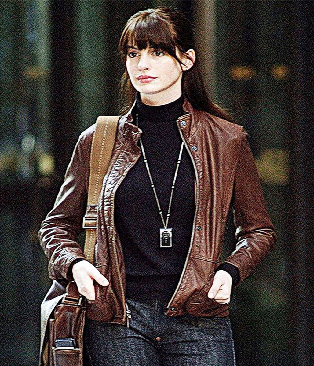 Devil Wears Prada 2006 Anne Hathaway Brown Leather Jacket