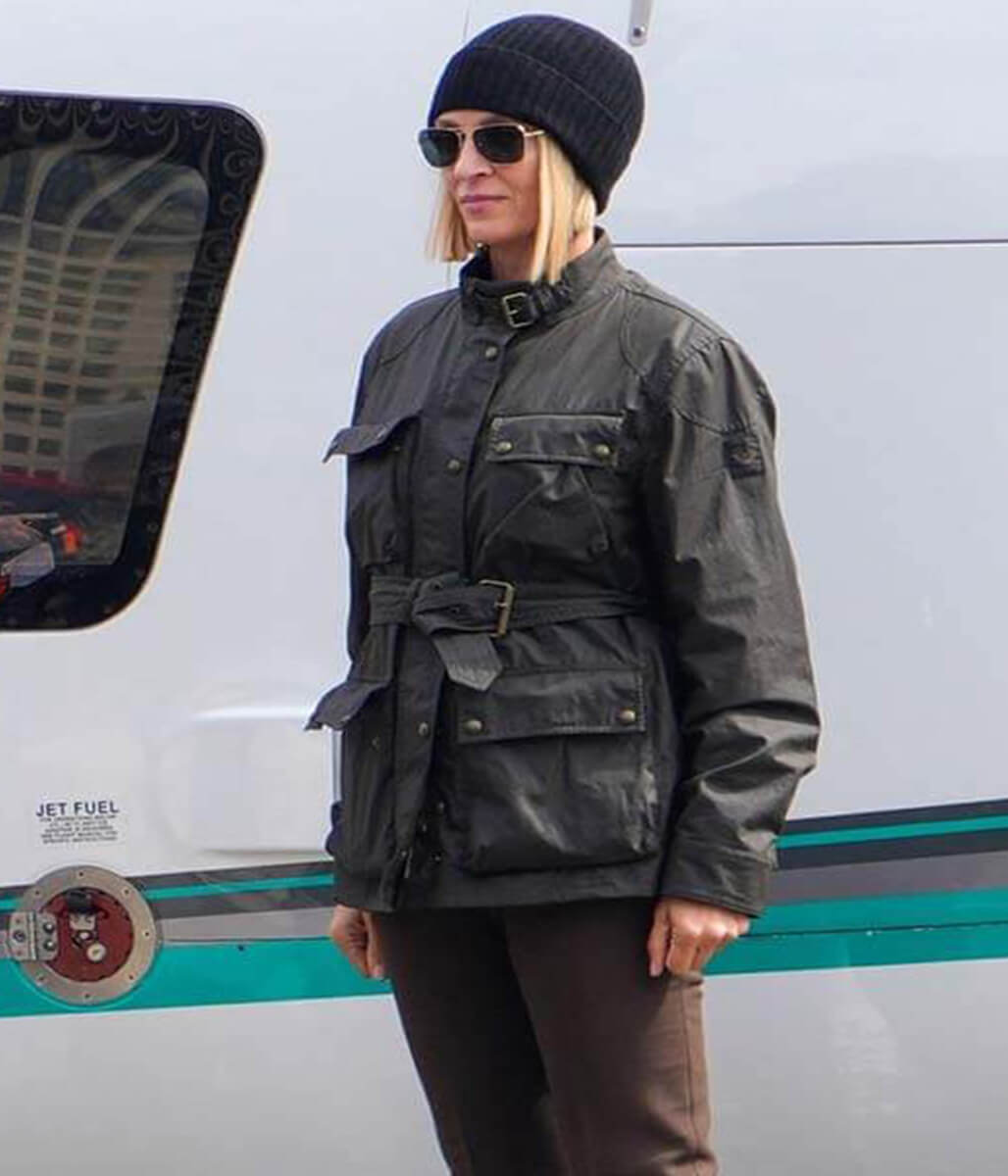 Dexter Resurrection 2025 Uma Thurman Green Jacket