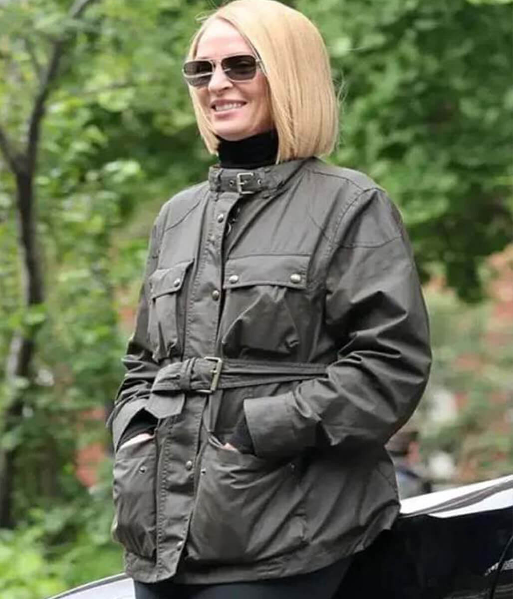 Dexter Resurrection 2025 Uma Thurman Green Jacket