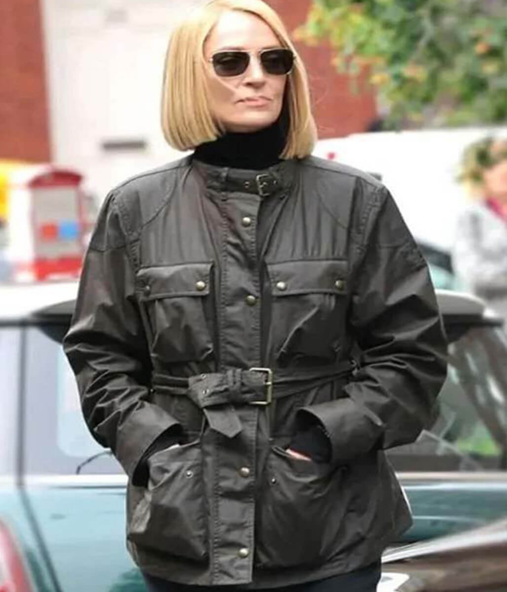 Dexter Resurrection 2025 Uma Thurman Green Jacket