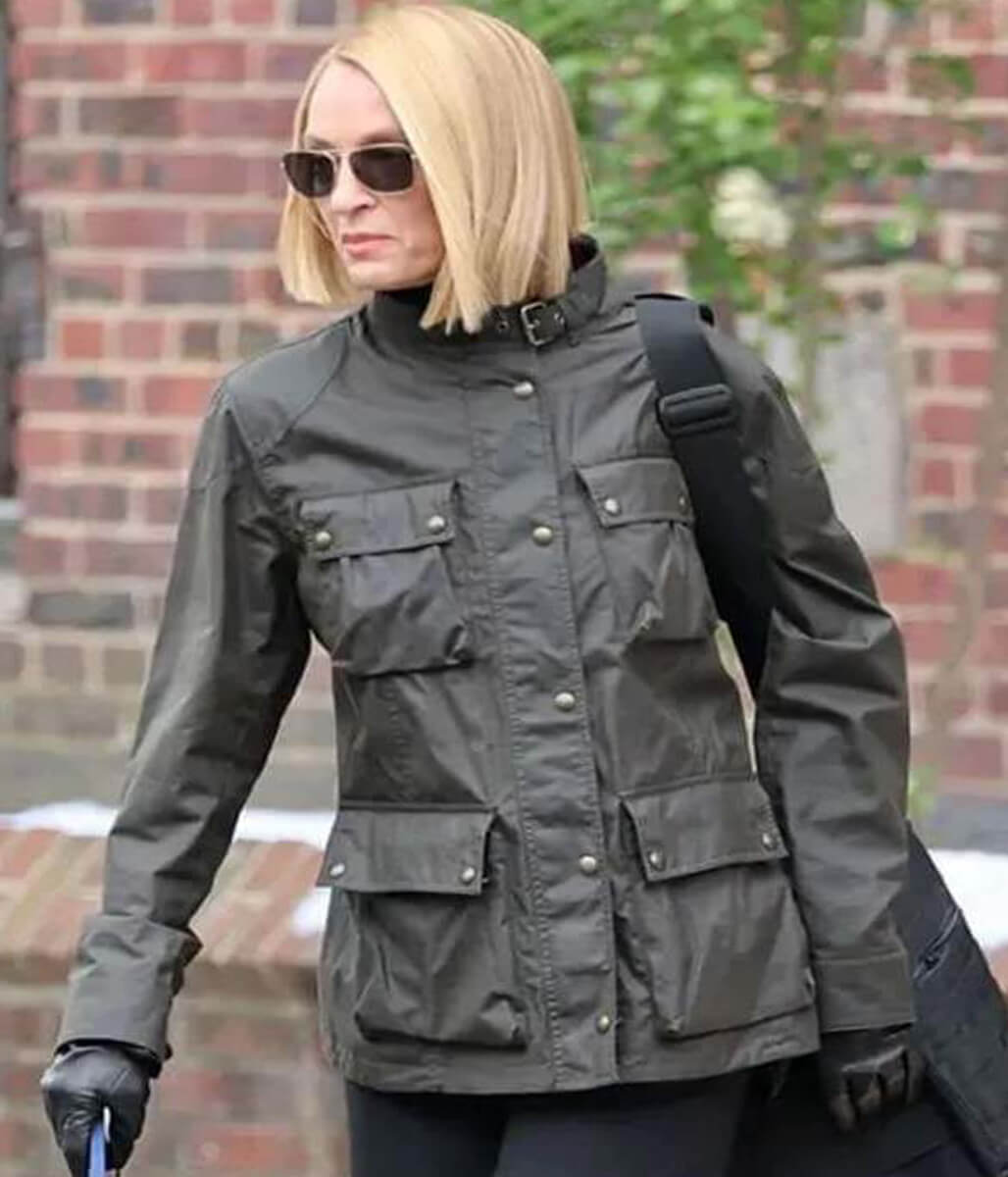 Dexter Resurrection 2025 Uma Thurman Green Jacket