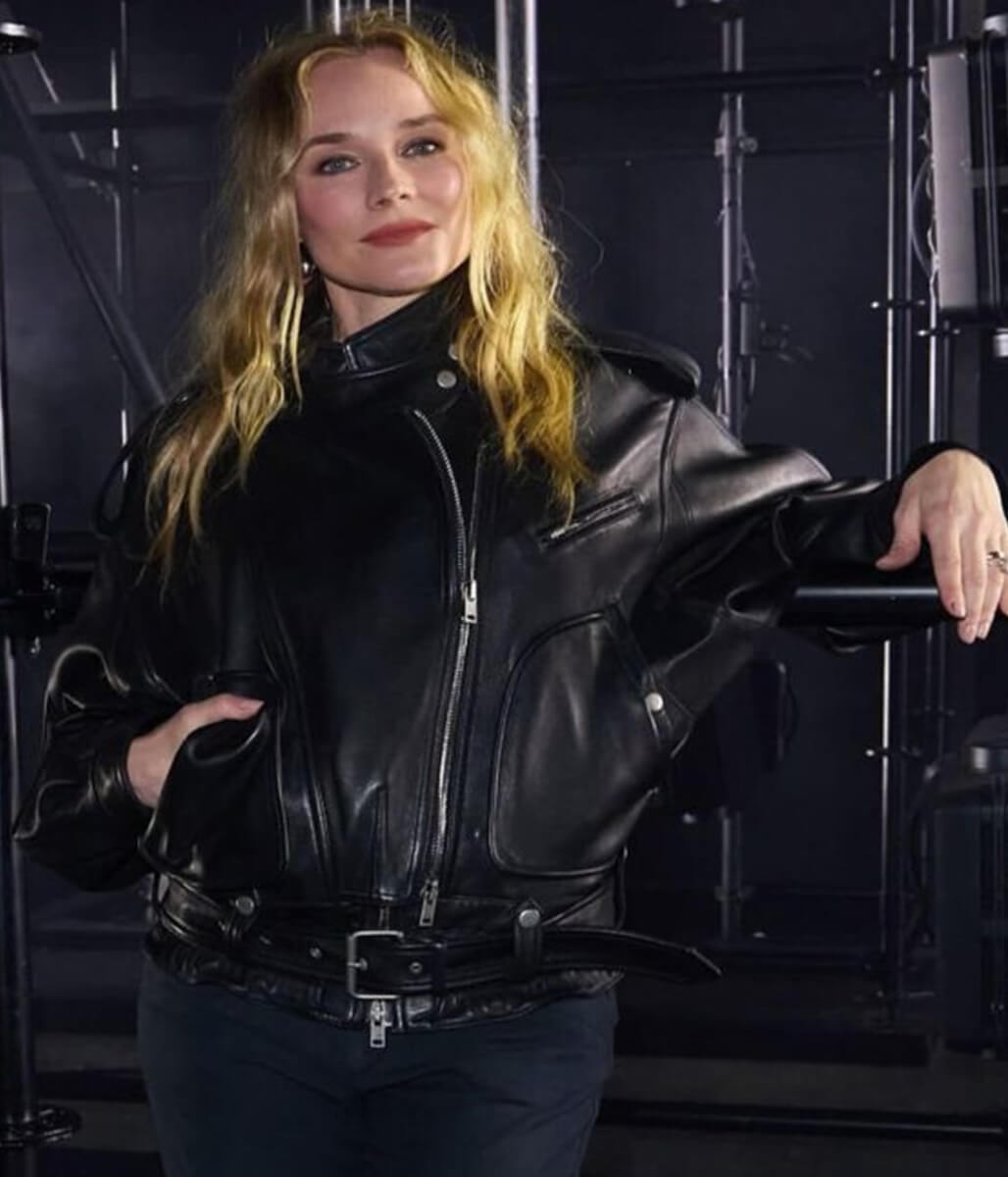 Diane Kruger PFW 2026 Leather Jacket