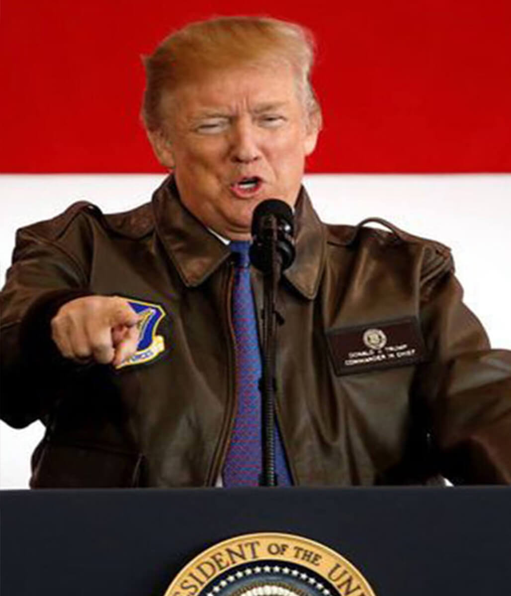 Donald Trump Brown Bomber Leather Jacket