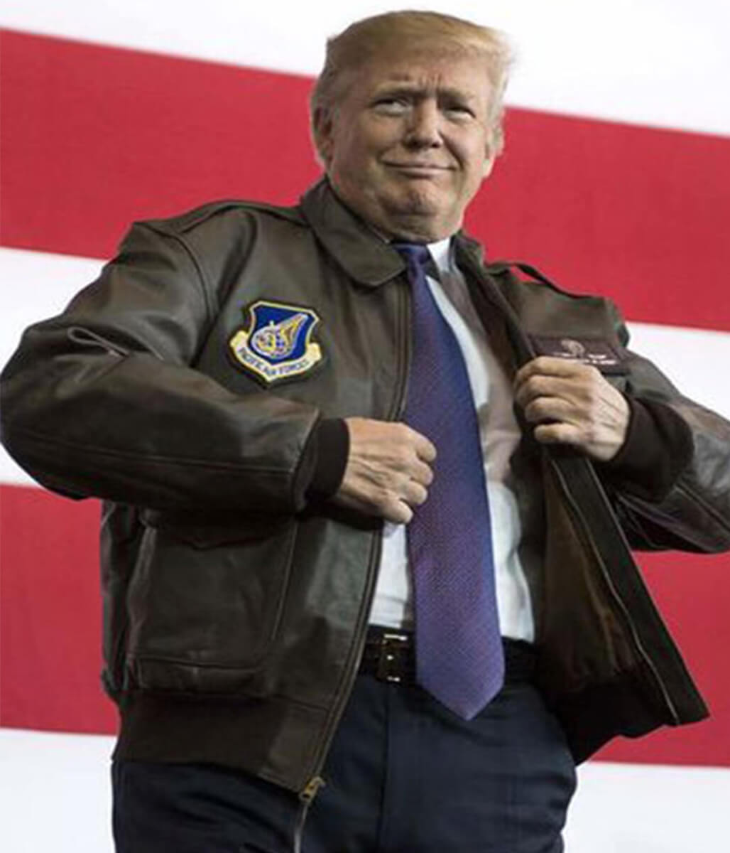 Donald Trump Brown Bomber Leather Jacket