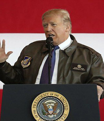 Donald Trump Brown Bomber Leather Jacket