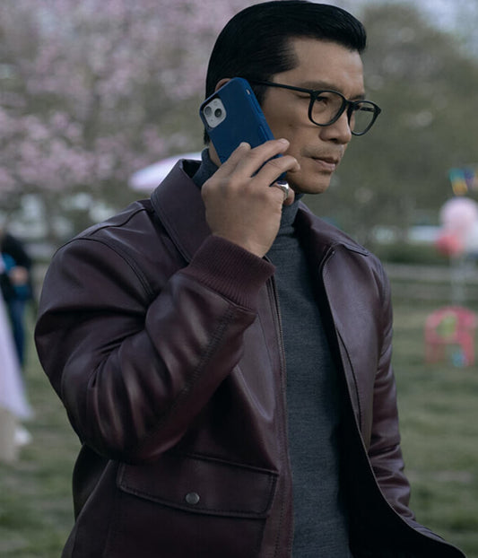 Dope Thief 2025 Dustin Nguyen Maroon Leather Jacket