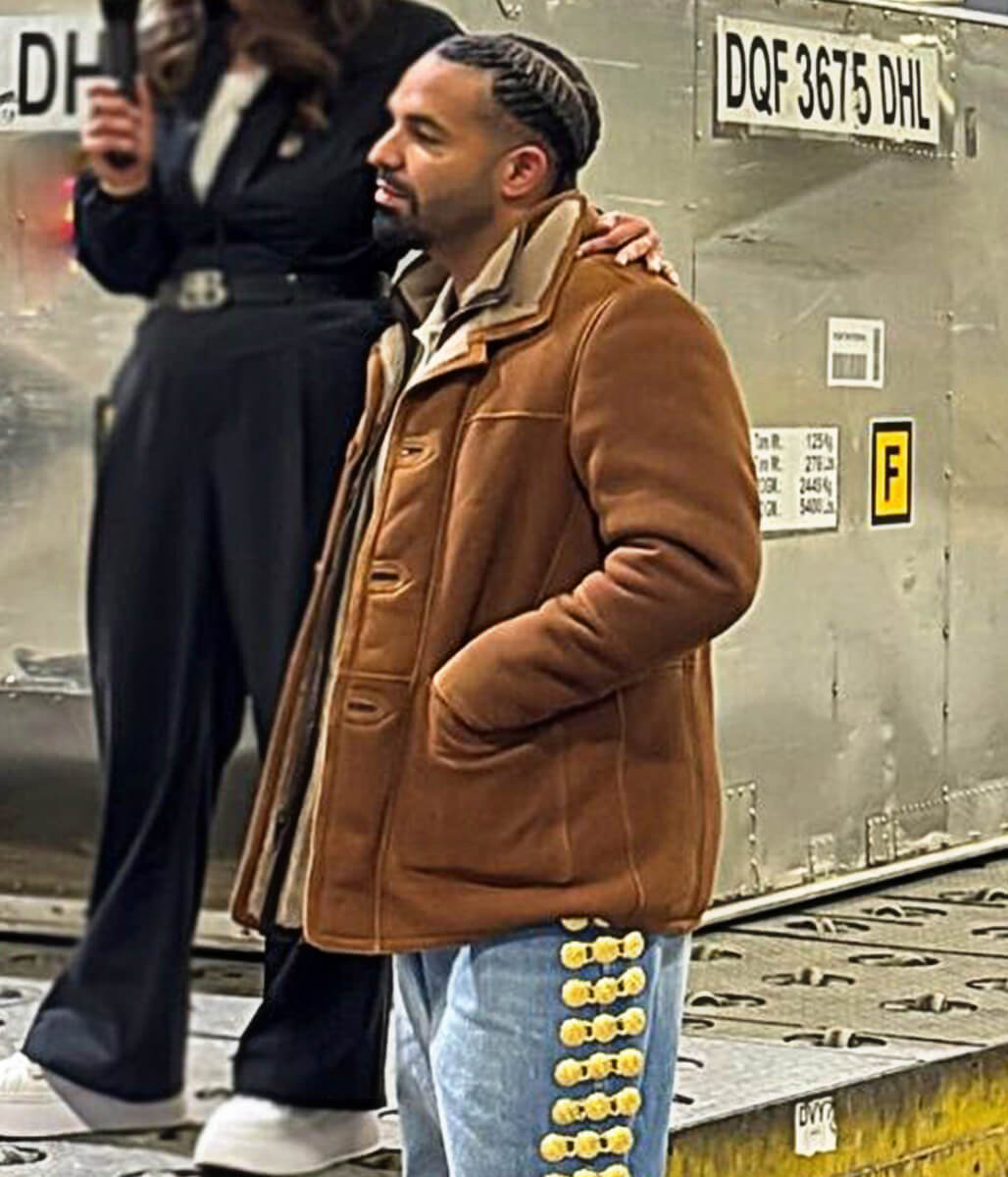 Drake Brown Suede Leather Shearling Jacket