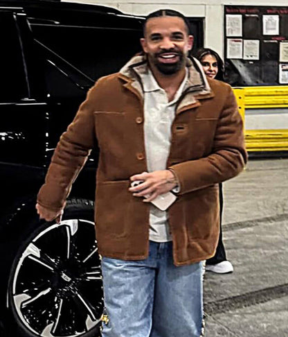 Drake Brown Suede Leather Shearling Jacket