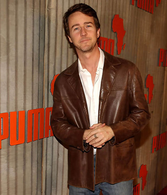 Edward Norton Brown Leather Jacket