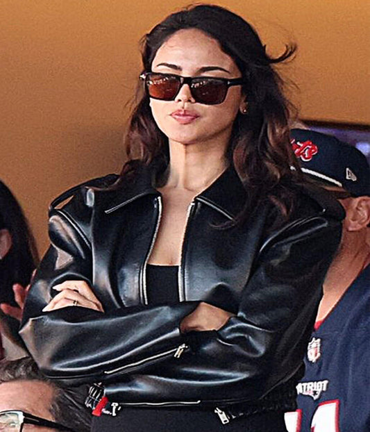 Eiza Gonzalez Super Bowl 2026 Black Cropped Jacket