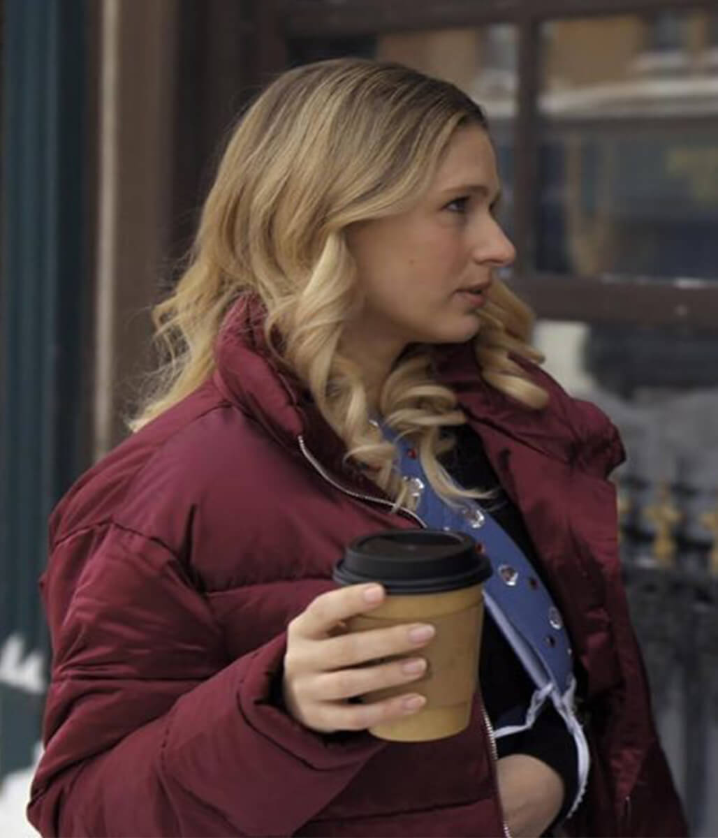 Elise Russo Finding Her Edge 2026 Red Puffer Jacket