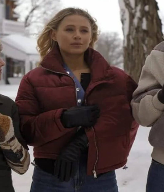 Elise Russo Finding Her Edge 2026 Red Puffer Jacket