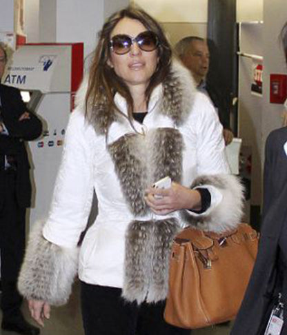 Elizabeth Hurley White Cotton Fur Jacket