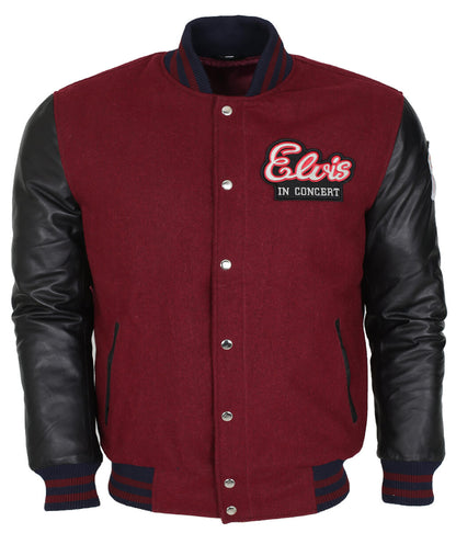 Elvis Presley In Concert Wool Body with Real Leather Sleeves Varsity Jacket