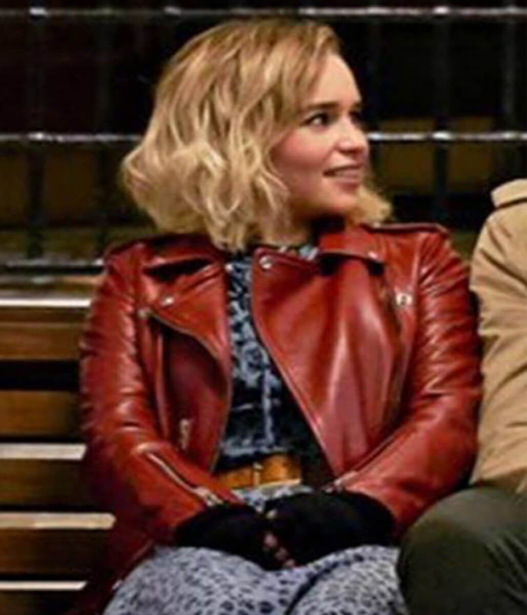 Emilia Clarke Last Christmas Red Leather Jacket