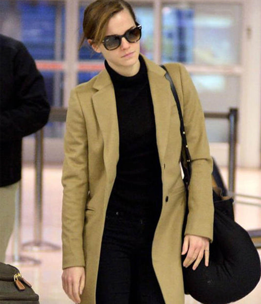 Emma Watson Beige Wool Coat