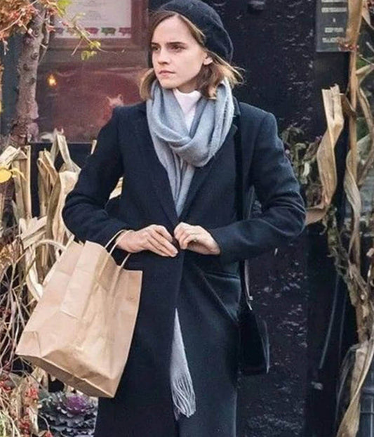 Emma Watson Black Wool Coat