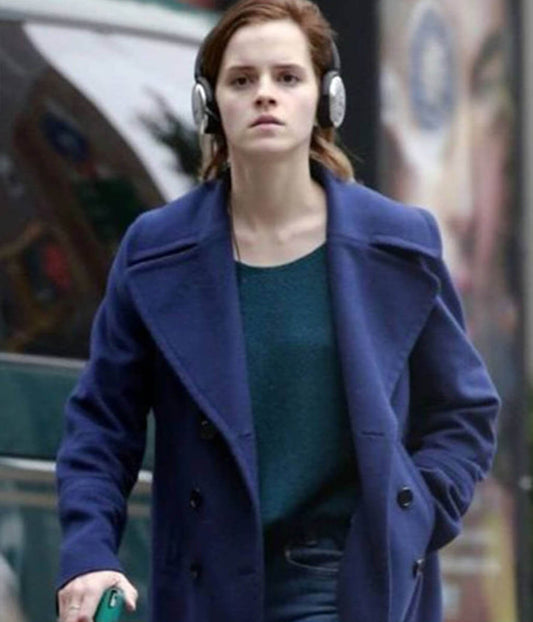 Emma Watson Blue Wool Coat