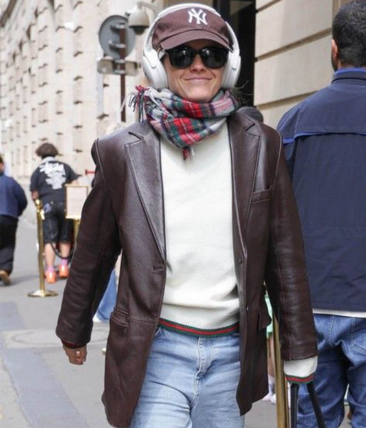 Emma Watson Brown Leather Coat