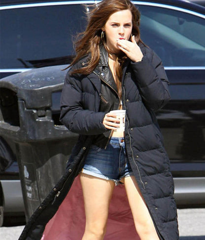 Emma Watson Navy Parachute Puffer Coat