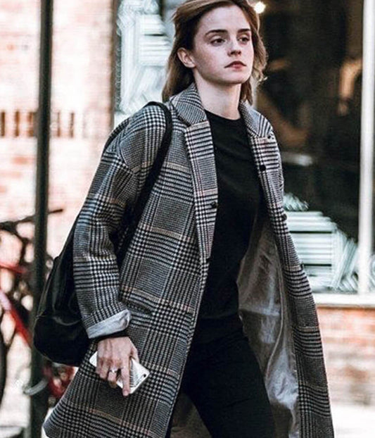 Emma Watson Plaid Wool Coat