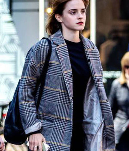 Emma Watson Plaid Wool Coat