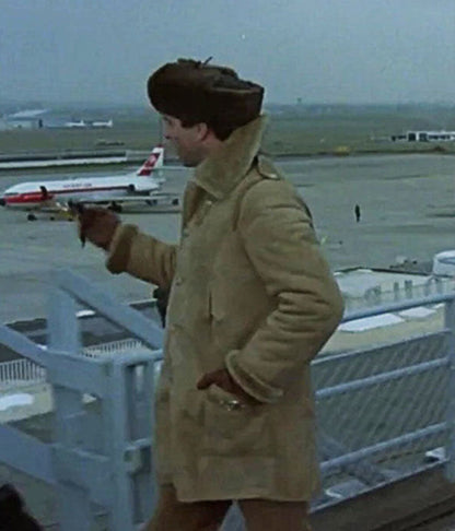 Enigma 1982 Sam Neil Beige Leather Coat