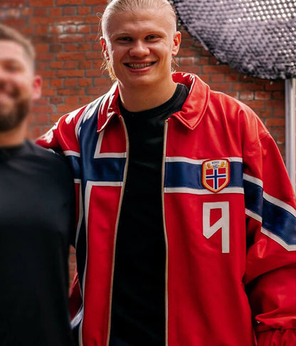 Erling Haaland John Nellis Interview Red Leather Jacket