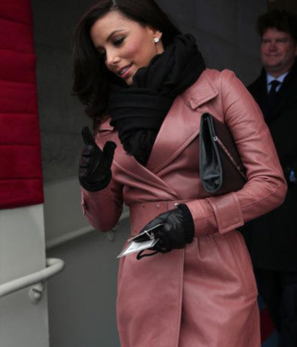 Eva Longoria Pink Trench Coat