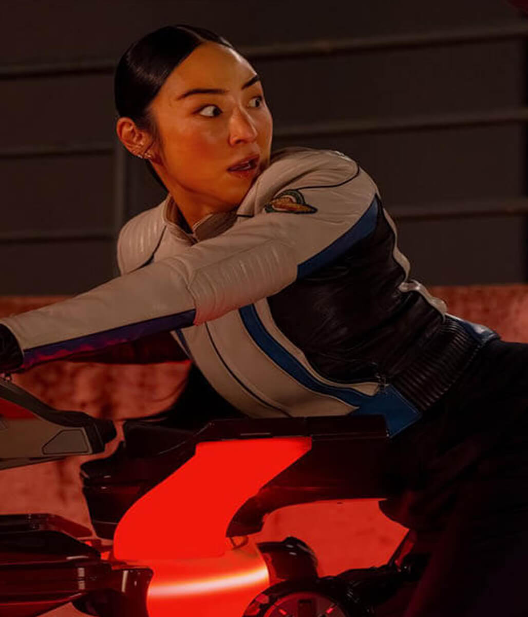 Eve Kim Tron: Ares 2025 Greta Lee Leather Jacket
