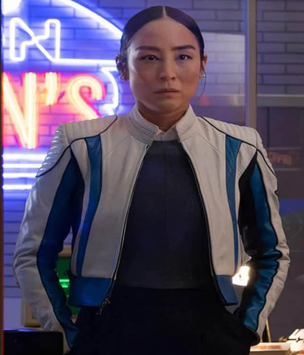Eve Kim Tron: Ares 2025 Greta Lee Leather Jacket