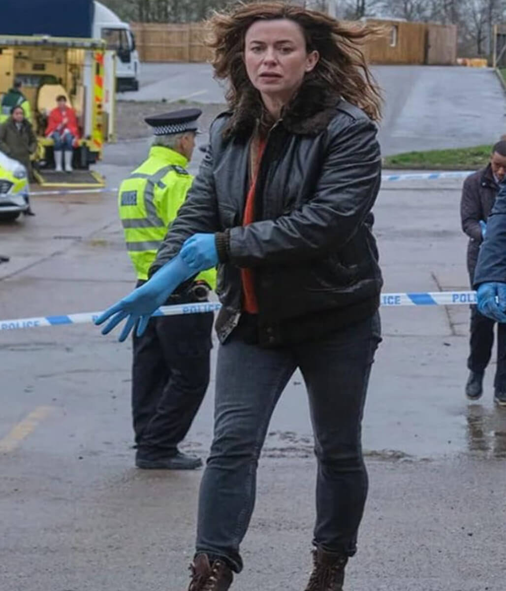 Eve Myles The Crow Girl 2025 Jeanette Kilburn Black Jacket