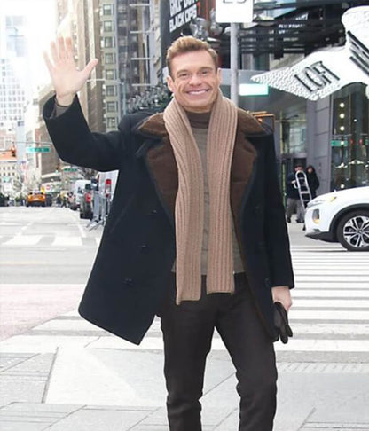 Eve With Ryan Seacrest 2026 Black Shearling Peacoat