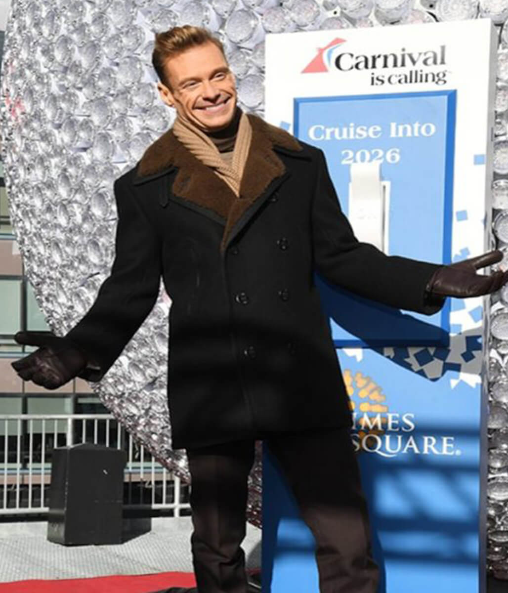 Eve With Ryan Seacrest 2026 Black Shearling Peacoat