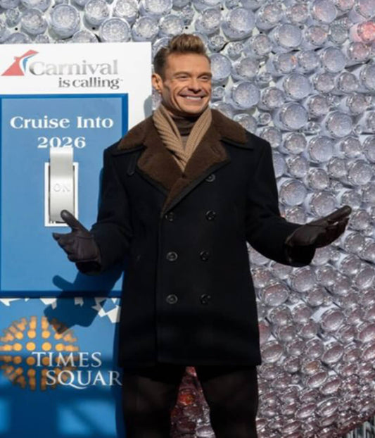 Eve With Ryan Seacrest 2026 Black Shearling Peacoat