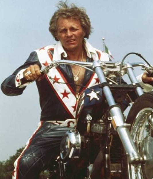 Evel Knievel Daredevil Motorcycle Blue Leather Jacket