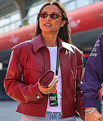 F1 Grand Prix Of China Alexandra Leclerc Red Leather Jacket