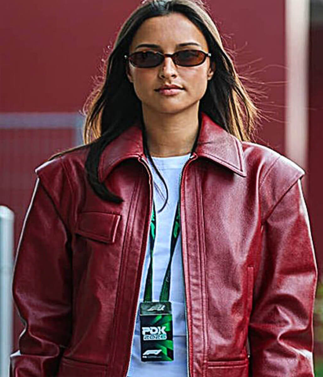 F1 Grand Prix Of China Alexandra Leclerc Red Leather Jacket