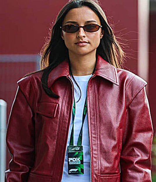 F1 Grand Prix Of China Alexandra Leclerc Red Leather Jacket