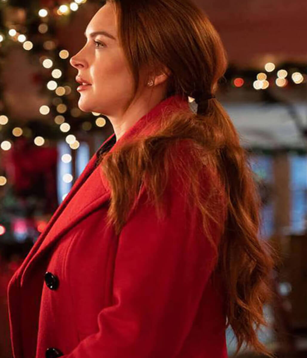 Falling for Christmas Lindsay Lohan Red Wool Coat