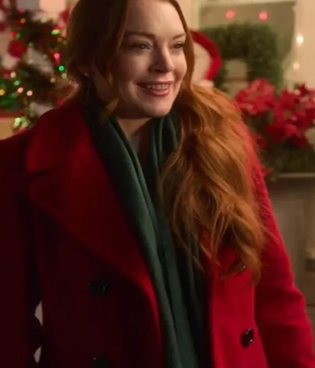 Falling for Christmas Lindsay Lohan Red Wool Coat
