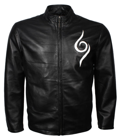 Fashion Men Anbu Symbol Black Leather Jacket
