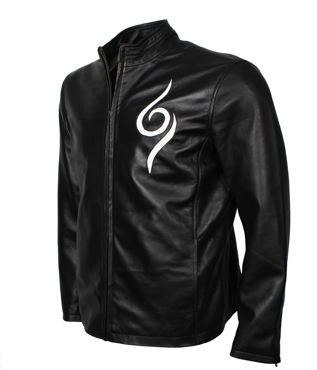 Fashion Men Anbu Symbol Black Leather Jacket