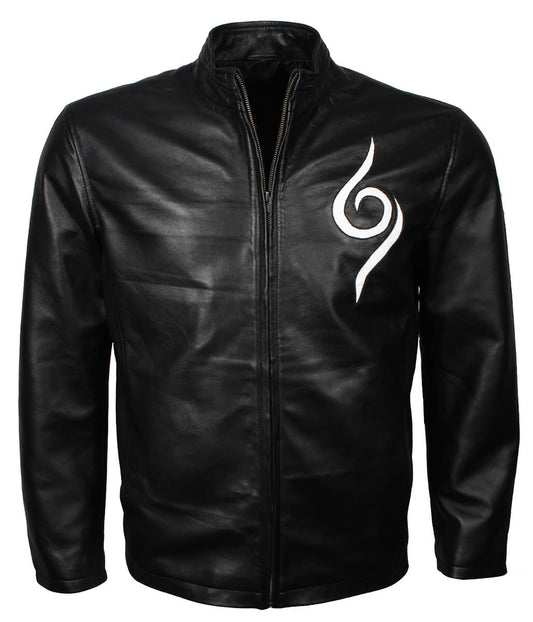 Fashion Men Anbu Symbol Black Leather Jacket
