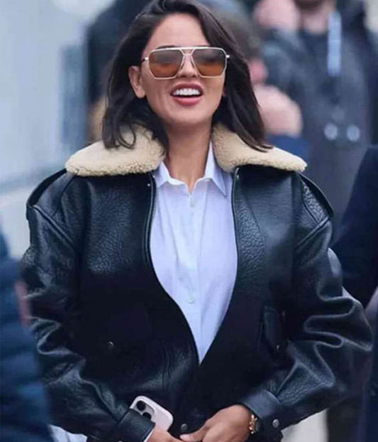Fountain of Youth 2025 Eiza González Black Leather Jacket