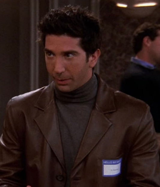 Friends Ross Geller Brown Leather Coat