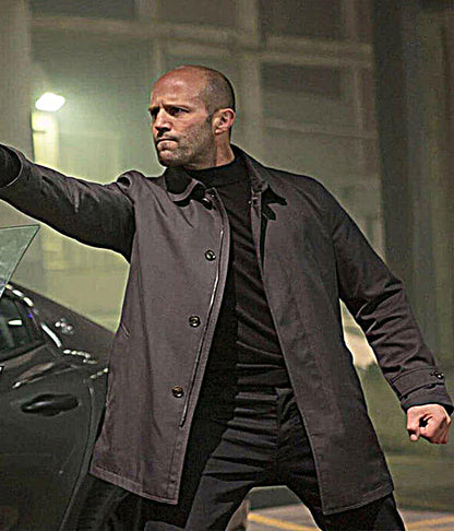 Furious 7 Jason Statham Grey Trench Coat