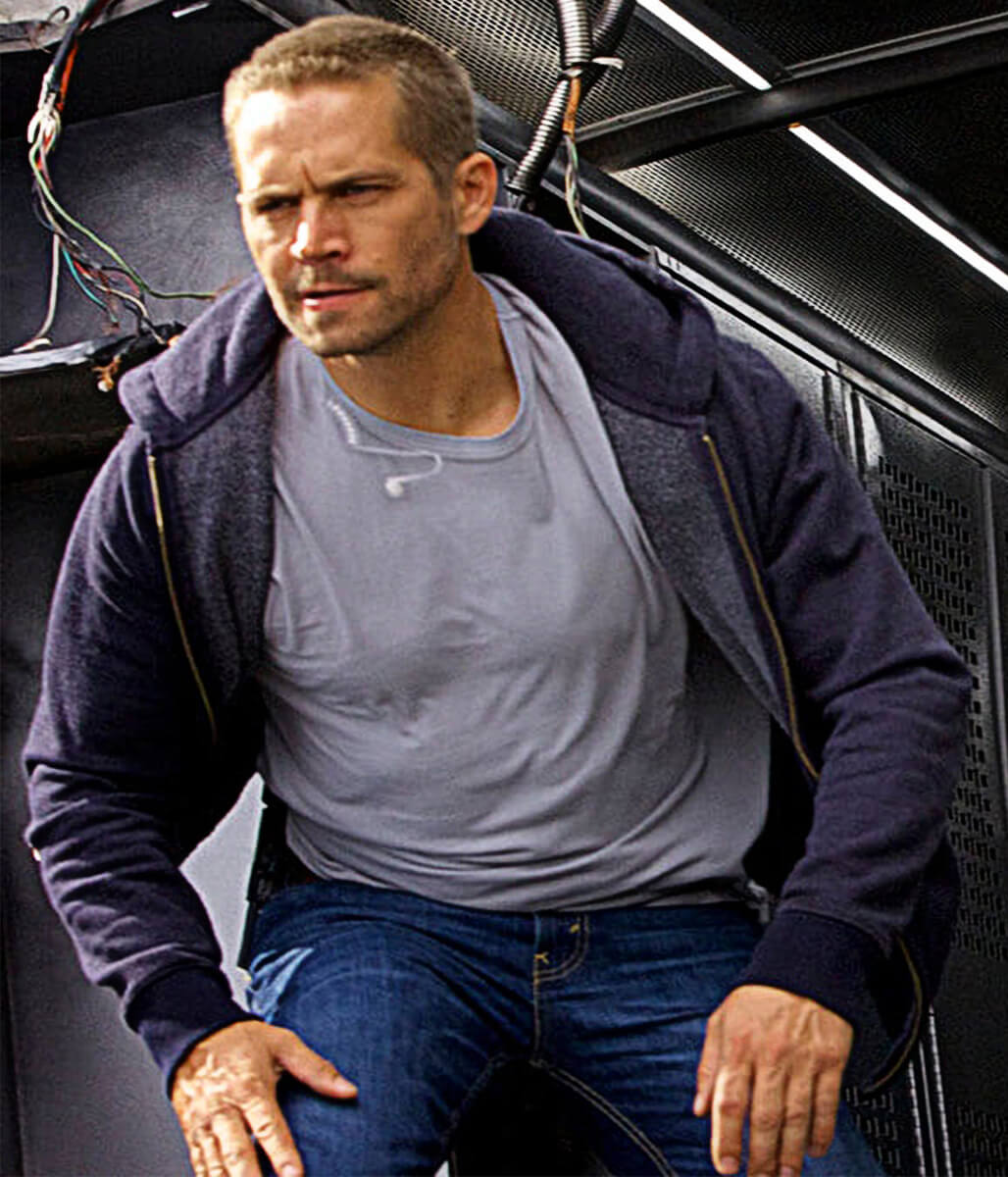 Furious 7 Paul Walker Blue Zipup Hoodie