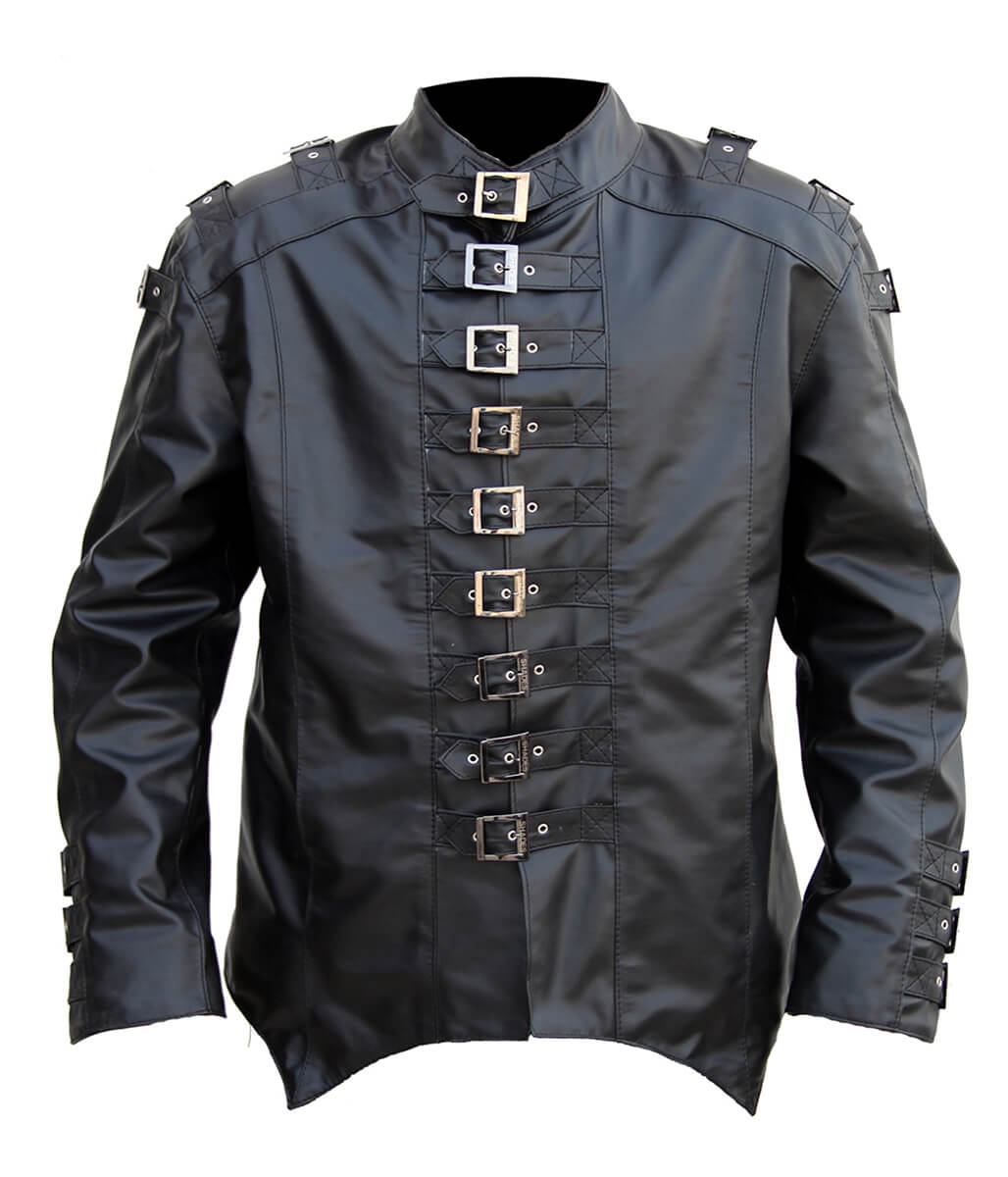 Gothic Steampunk Multi Buckled Black Leather Jacket 