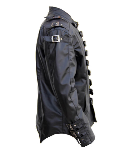 Gothic Steampunk Multi Buckled Black Leather Jacket 